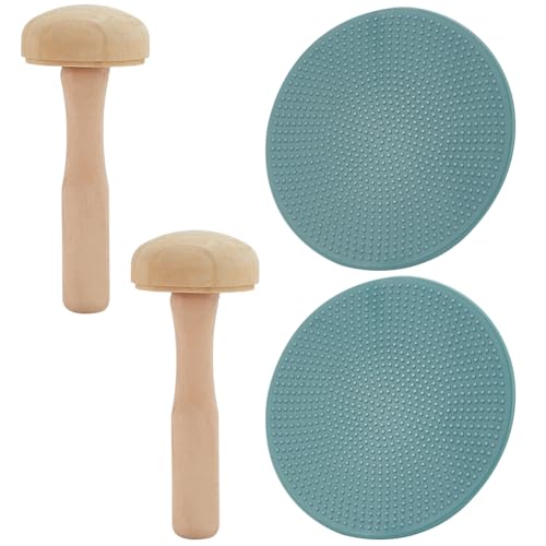 WEBEEDY 4 Pcs Printmaking Block Printing Baren with Paper Printing Ink Roller,DIY Wood Ink Roller Plastic Stamping Printmaking Baren for Beginner DIY Art Craft Printmaking Tool Supplies