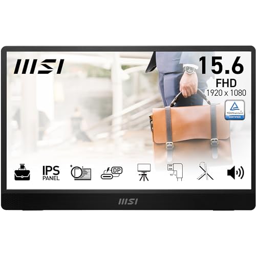 MSI Pro MP161 E2U écran Portable 15,6" Full HD - Dalle IPS 1920 x 1080, 60 Hz, écran respectueux des Yeux (PC, Portable, Mobile), HP intégrés - Mini-HDMI 2.0b, 2 x USB Type-C
