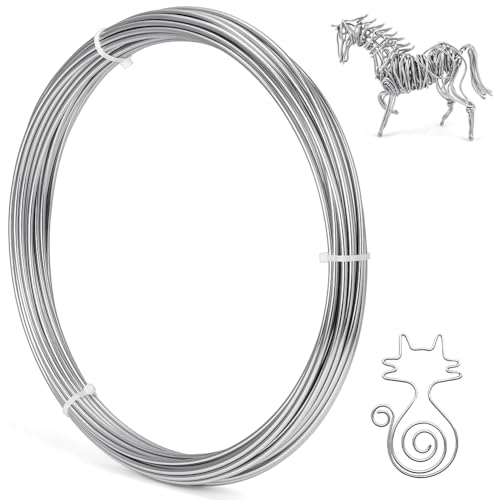 vsshe Alambre De Aluminio 3mm X 10 M, Alambre Manualidades Artesanal De Aluminio, Alambre para bisutería y Manualidades, Alambre Artesanal de Metal Para Joyeria DIY Hacer Joyas Plateado