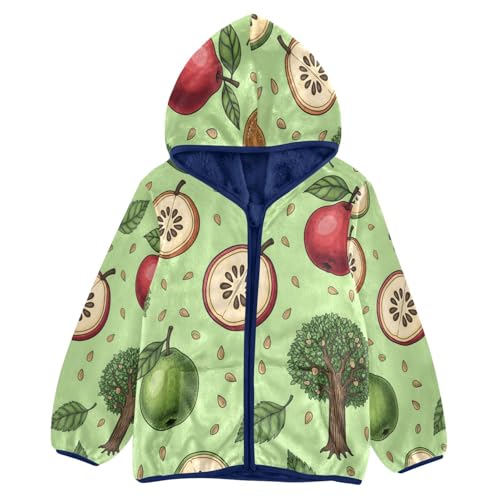Fruit Trees Leaves and Seeds Toddler Fleece Jacket Girl Boys Hooded Fleece Jacket Coat Warm Outwear Zip-up 3-10T