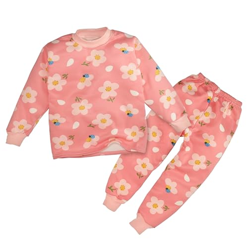 Image of Bold N Elegant Cute Winter Warm Fleece Kid's Cartoon Sweatshirt Tshirt and Pajama Pant Clothing Set Random Mix Print for Boys Girls