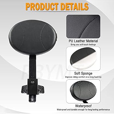 PBYMT Adjustable Plug-in Driver Backrest Rider Backrest Kit Compatible for Harley Touring Road King Street Glide Electra Glide 1997-2024