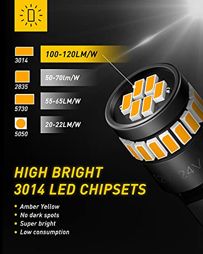 Image of AUXITO 194 LED Light, Amber Yellow 168 2825 W5W T10 Wedge LED Replacement Light Kit Error Free for Car Dome Map Door Parking License Plate Marker Lights, Pack of 10