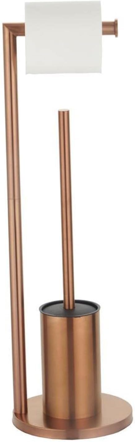 Soporte para escobilla de baño de pie con Soporte para Papel higiénico, Soporte para pañuelos de Acero Inoxidable, escobilla para Inodoro, Oro Rosa
