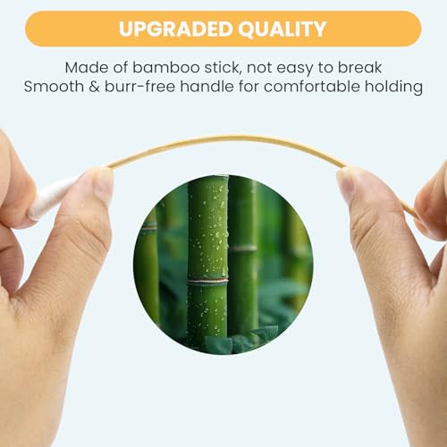 Image of 200PCS 6 Inch Cotton Swabs (Large Cotton Head) in Storage Box | Extra Long, Bamboo Handle, Soft, Lint Free, Highly Absorbent Single Tipped Applicators for Dog Care, Makeup & Home Cleaning