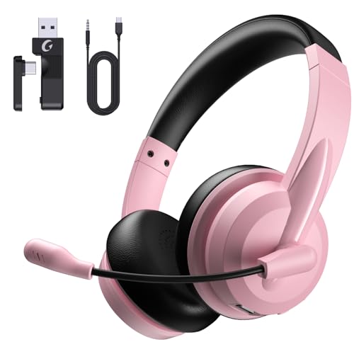 Image of AOC Wireless Headset with Mic for Work, AI Noise Cancelling, Bluetooth | AI Noise Cancelling Mic, Bluetooth 5.3, USB-A /C Dongle Included, Mic Mute, Compatible with PC, Laptop & iPhone