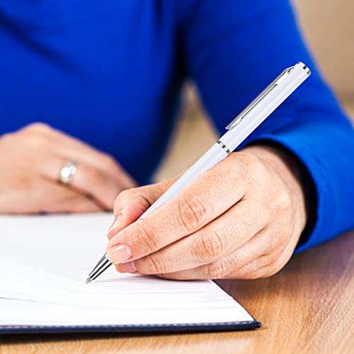 Giantree Luxury Ballpoint Pens, 5 Pack 1.0Mm Metal Business Retractable Pens Smooth Writing Gel Ink Pen Black Ink For Daily Work School Writing Stationery Office Supplies(White) #TOP1