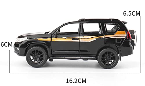 Image of 1:32 Scale Toyota Prado Toy Car | Metal Pullback Diecast Car for Kids with Openable Doors, Sound, Light Effects Toy for Car Enthusiasts (Color As Per Available),black