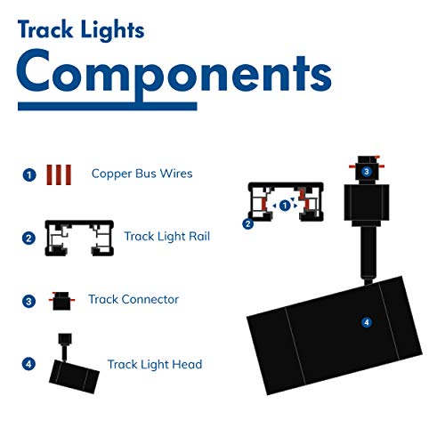 Hyperikon LED Black Track Lighting Head, H-Type Integrated Track Light, 17.5W=85W, Energy Star, Daylight White, 4 Pack