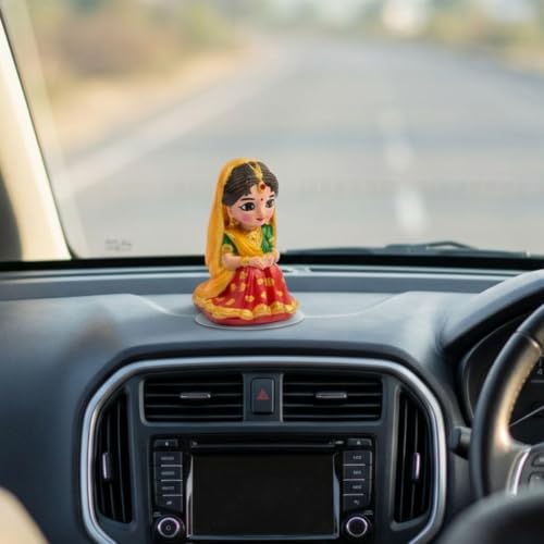 Image of Cute Little Radha Ji Idol for Home Decor - Small Radha Rani Statue for Car Dashboard, Office Desk & Mandir Puja, Miniature Blessing Radharani Figurine (Multicolor)