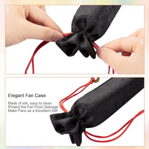 Image of Maitys Large Rave Fan Folding Handheld Fans 13'' Clap Fans for Line Dancing Clack Fan Holographic Festival Accessory for Martial Art Gift Performance, Includes 2 Pouch