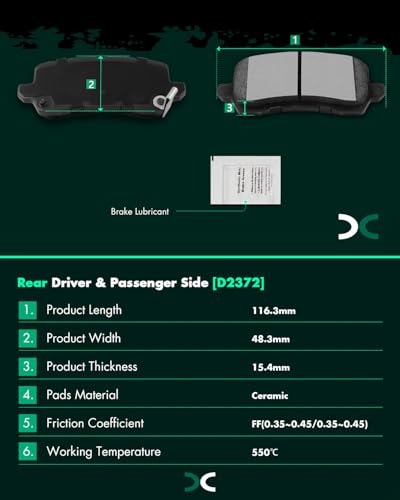 Image of SCITOO D2372 Rear Ceramic Brake Pads Sets Replacement For Honda For Odyssey 2021 2022 2023 2024