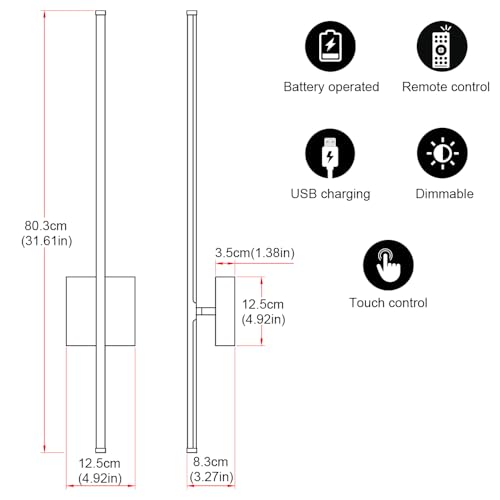 Image of 15000mAh Battery Operated Wall Sconce Set of 2, Brush Nickel USB Rechargeable Wall Sconces, Dimmable Cordless Wall Sconces with Remote Control, LED Wireless Wall Light Lighting Time 24-120 hours