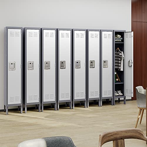 Miiiko Metal Locker Single Door With 2 Shelves, Workwear Storage Locker With Hanging Hooks, For Employees Workshop Gym School And Garage #TOP1