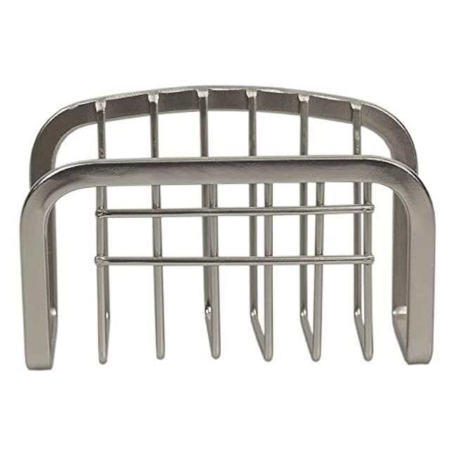 Home Basics Sponge Holder with Suction Cups, Satin Nickel 4.6 x 3 x 2.15