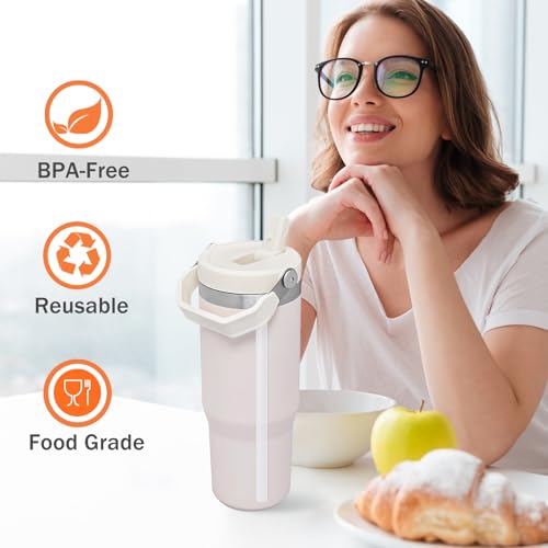 Image of LUCKINEE 3pcs Replacement Straws for Stanley IceFlow Tumbler 30oz | 8.07 Inch Long Reusable Straws, Plastic Drinking Straws for Owala Water Bottle, with 2Pcs Cleaning Brushes, BPA Free
