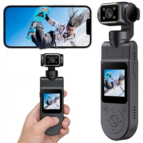 icamdoor 1080P Portable Pocket Action Camera with Rotatable Lens, Mini Body Cam with Audio and Video Recording, Handheld Vlog Camera for Outdoor Sports, Cycling, Travel Vlogging Gimbal Camera