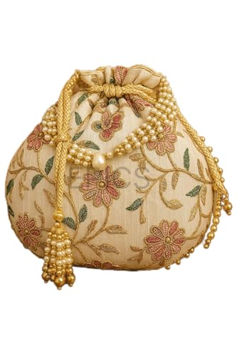 Image of Epics Present Embroidery return gift for womens, bridal potli bag for ladies for guest, potli batwa purse pouch for gifiting Traditional Embellished
