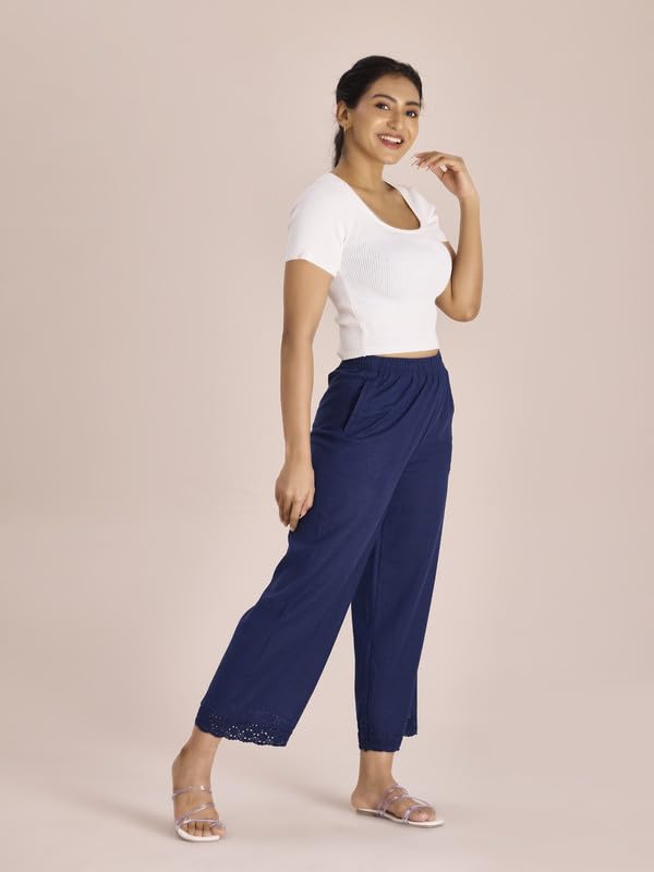 Image of GO COLORS Soft Linen Wide Pant Full Length for Women| Breathable, Mid Rise