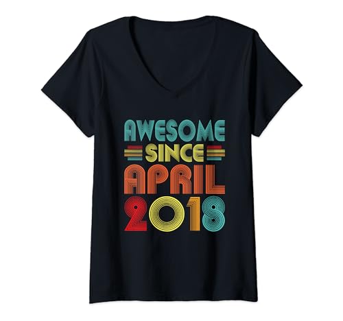 Mujer Awesome Since April 2018 Birth Of Birthday 2018 Vintage Idea Camiseta Cuello V