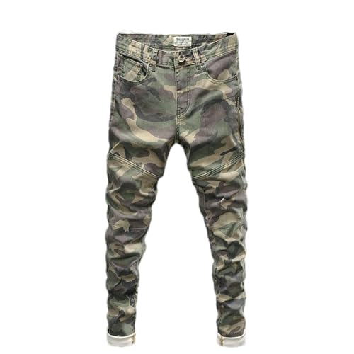 Streetwear Mens Jeans Stretch Slim Fit Camo1 Trousers Embroidery Patch Designer Hip Hop Denim Pants3