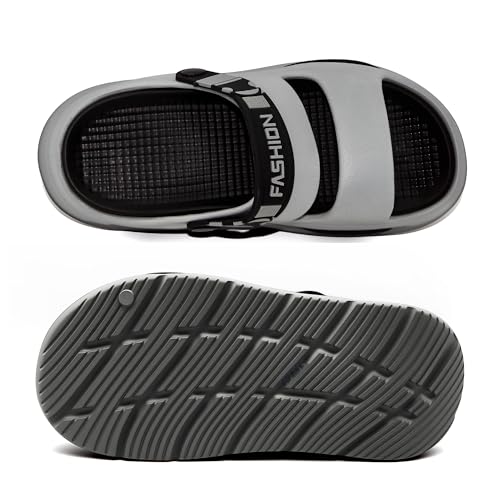 Image of Men's Slide Sandals Indoor and Outdoor, Casual Platform Slide Sandals for Men Spring Summer, Lightweight Comfortable Cushioned Open Toe Men's Slippers Shoes Gray 10