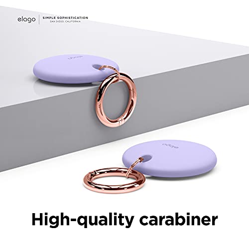 Image of elago Basic Case Keychain Compatible with AirTag 2nd Gen (2026) & 1st Gen - Keys, Backpacks, Purses, Golf Rangefinders, Slim and Simple Design, Scratch-Free, Safe for Kids and Pets [Lavender]- 1PC
