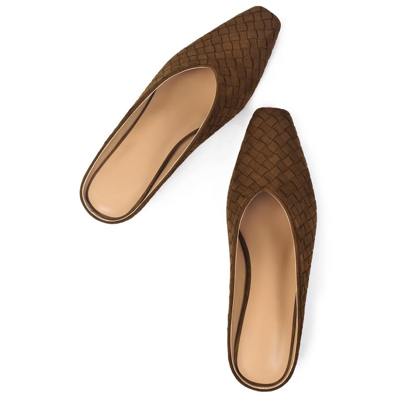 Image of Woven Mules for Women Slip on Comfortabke Metallic Slides Ladies Trendy Square Toe Hidden Wedge Mules