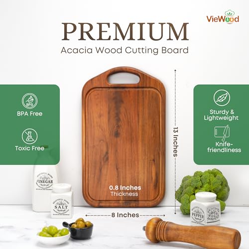 Tabla de Cortar de Madera Acacia 33x20 cm con Mango miniatura 2