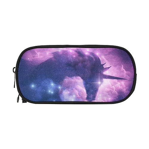 Image of ANANGTEE Purple Galaxy Unicorn Pencil Case Pouch for Girls Teen Boys 10x5 | Large Capacity Canvas Crayon, School Stuff Zippers Kids Pen Box Marker Crayon Office Supplies Make up Soft Organizers