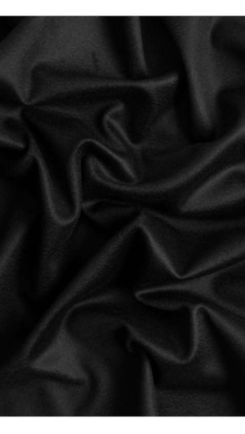 Tuva Textile 3 Yards Bolt of Real Cashmere Fabric (10% CASHMERE-90% Wool), Black Shiny