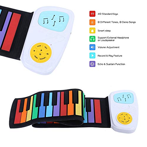 Roll Up Keyboard Piano, Piano Roll Up 49 Touches avec Haut-parleur et 8 Sons Différents, Piano Portable Piano électrique Clavier Hand Roll Piano, Roll Up Piano Clavier Piano Pliable pour Adultes - Les Beatles, Paul McCartney, John Lennon, RIngo Starr, George Harrison Roll Up Keyboard Piano, Piano Roll Up 49 Touches avec Haut-parleur et 8 Sons Différents, Piano Portable Piano électrique Clavier Hand Roll Piano, Roll Up Piano Clavier Piano Pliable pour Adultes – Image 4