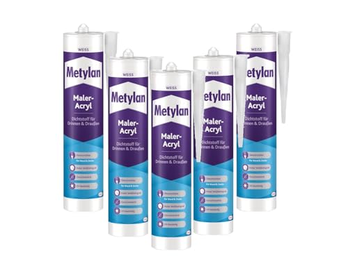 Metylan Maler-Acryl Wand & Decke, für innen und außen, weiß, überstreicbar; 5x300ml