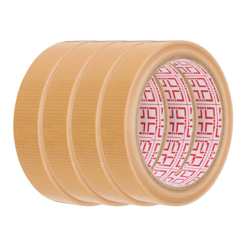 sourcing map Lot de 4 rouleaux de ruban adhésif en tissu résistant à la chaleur pour moquette et moquette Marron 20 mm x 20 m Épaisseur 0,2 mm