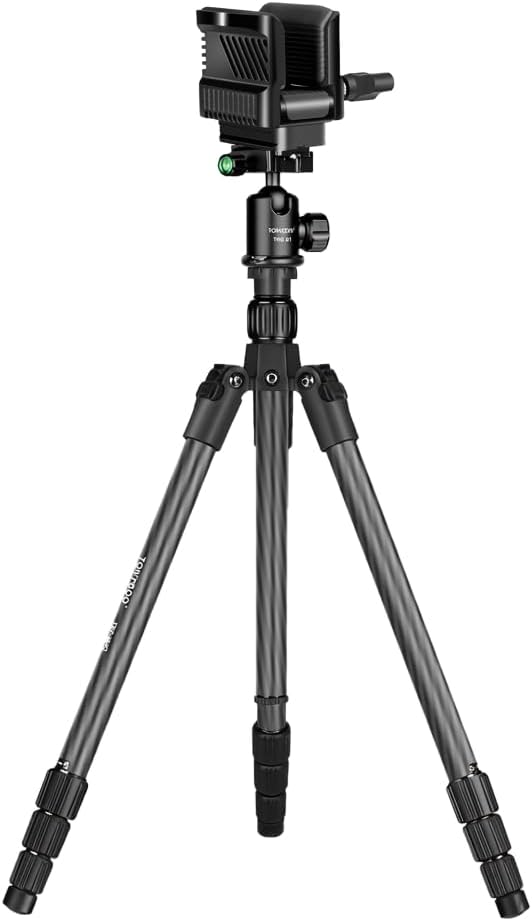 TONYBOO Carbon Fiber Shooting Tripod with Gun Clamp,Heavy Duty Hunting Tripod for Rifle with 360° Rotation Ball Head,Rifle Shooting Saddle Clamp for Shooting Sticks