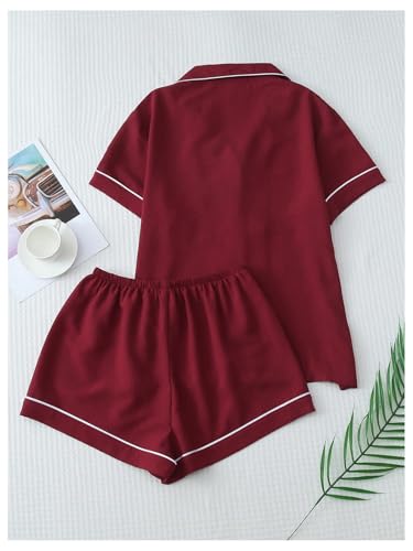 Image of Verdusa Pajamas For Women Set 2 Piece Summer Pajama Sets Cute Pjs Lounge Matching Button Shirt with Shorts