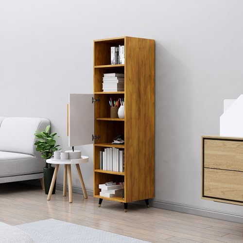 Image of Bniture Bookshelf for Home | Engineered Wood Book Shelf with 1 Door & 4 Shelf | Open Book Shelf Stand for Library | Multipurpose Display Organizer for Living Room & Study | Giant Wood & Frosty White