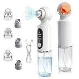 Aspiratore Punti Neri Viso con Riscaldamento e Serbatoio Acqua, 6 Testine e 3 Modalità di Aspirazione, Pulizia Profonda Pori e Rimozione Comedoni, Ricaricabile USB