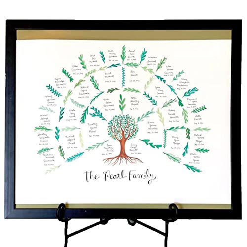 Cuadro de árbol genealógico para completar - Marco de fotos de 4 generaciones | Cuadro genealógico rellenable en diseño elegante 11,8 x 15,75'' | Perfecto para recuerdos familiares e investigaciones g