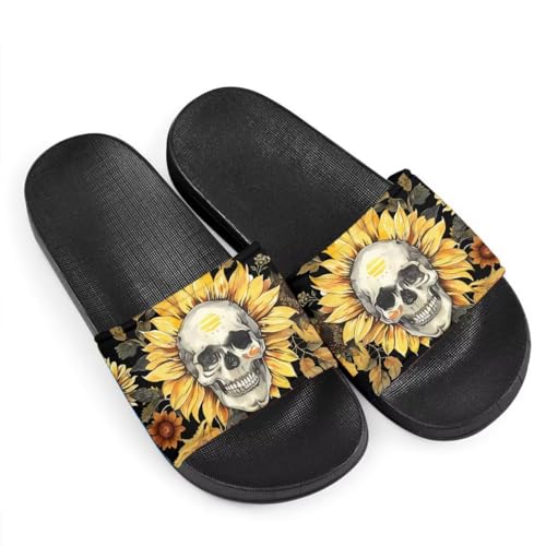 Howilath Women's Casual Single Band Flat Slippers, Novelty Patten Open Toe Slides Sandal Comfortable Soft Sole House Slippers