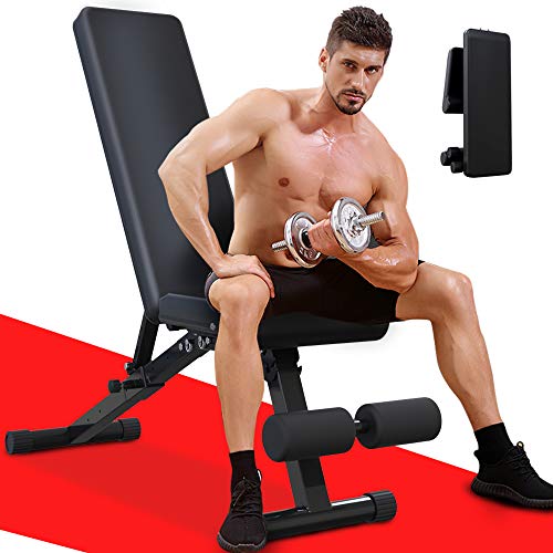 Weight Bench Adjustable, Strength Training Bench for Full Body Workout with Fast Folding- Black(Ships from US)