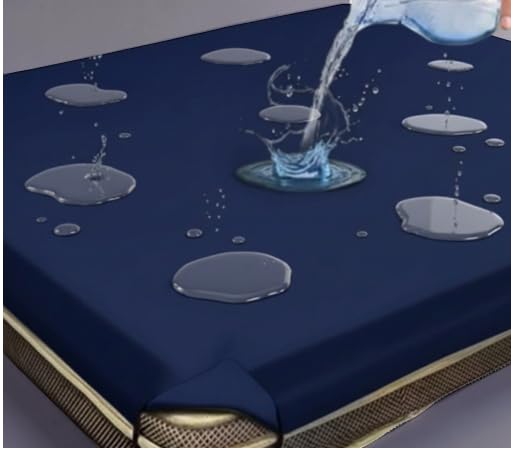 Image of Waterproof Mattress Protector, Blue, Liquid Resistant Cover Double Bed Sheet /Bed Protecting Mat 75x72 Inch
