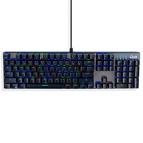 Mediarange Gaming Series Corded Mechanical Gaming-Keyboard With 104 Keys And 14 Color Modes, Qwerty (Uk), Black/Silver