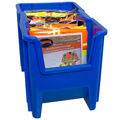 Akro-Mils 13014 Stack-N-Store Heavy Duty Stackable Open Front Plastic Storage Container Bin, (17-1/2-Inch X 11-Inch X 12-1/2-Inch), Blue, (4-Pack) #TOP7