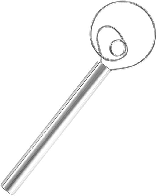 MiawPay Danish Dough Whisk 12 Inch Food-Grade Stainless Steel Dutch Whisk Bread Making Tools Hand Mixer Blender Danish Dough Hook Bread Dough Mixer for Pastry, Baking Cake, Dessert, Sourdough, Pizza
