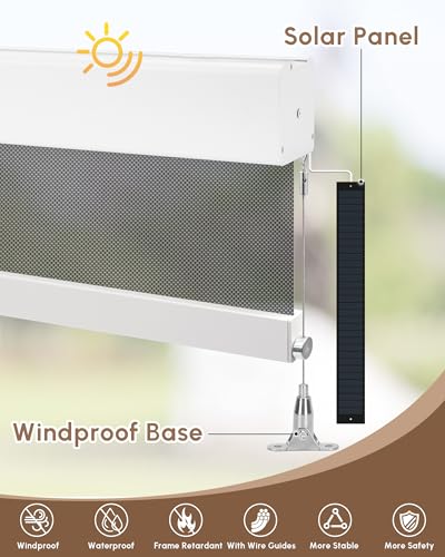 Image of Kincmo Motorized Outdoor Shades for Patio Porch, Custom Outdoor Motorized Blinds with Remote, Waterproof & Windproof Patio Shades Work with Apple Home,Alexa,Google (Dark Grey-5% Openness)