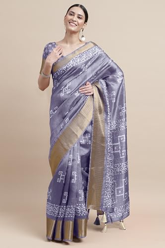 Image of MIRCHI FASHION Women Saree Cotton Silk Batik Block Printed | Breathable Office Wear and Regular Use Sari with Blouse Piece