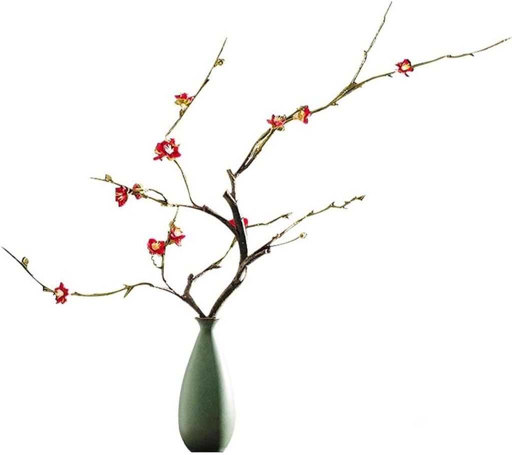 リアルな造花 新発売 梅の花の造花の偽の梅の枝シミュレーションの花テーブルアクセサリーのテーマオフィスホーム装飾と結婚式 ブーケシルク造花 赤