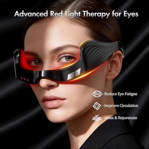 Image of Red Light Therapy Eye Massager for Puffy Eyes & Wrinkles, Rechargeable Care Device, Under Eye Red Light Therapy Device for Dark Circles, Eye Bags & Puffiness periorbital(Black)