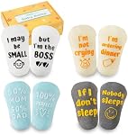 Baby Socks Set with Funny Quotes (4 Pairs) Newborn/Girls/Boys/Infant Gifts for Gender Reveal, Christmas– 3-12 Months